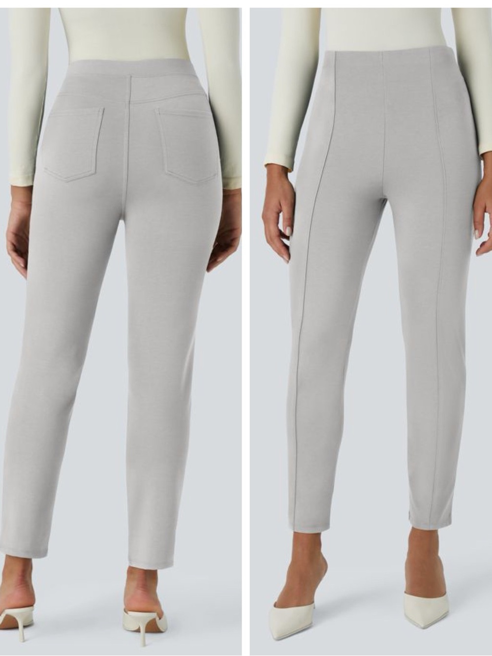 NWT Halara Flex Woman Gray High Waist Stretch Pants XL Classic Minimal Preppy